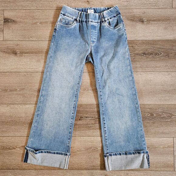BEVY FLOG Denim - Bevy Flog Jasmine Cropped Jeans Womens 26 Blue Pull On Elastic Waist Wide Leg